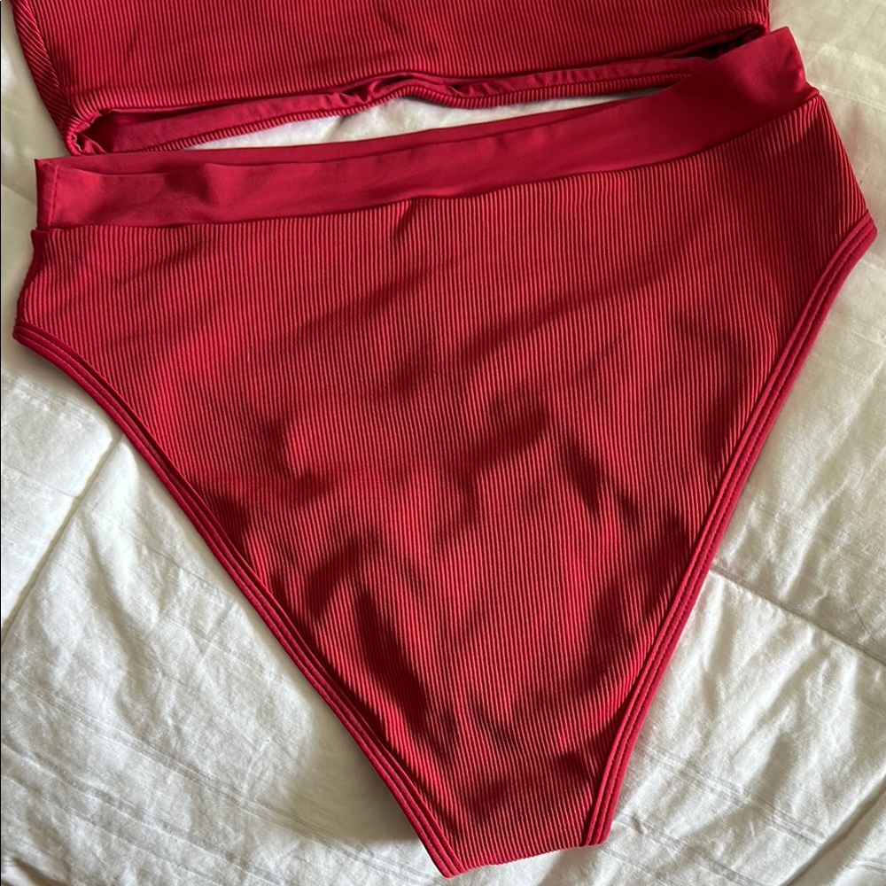 L*Space strawberry red bikini, women’s small top, and large bottom - Picture 5 of 6